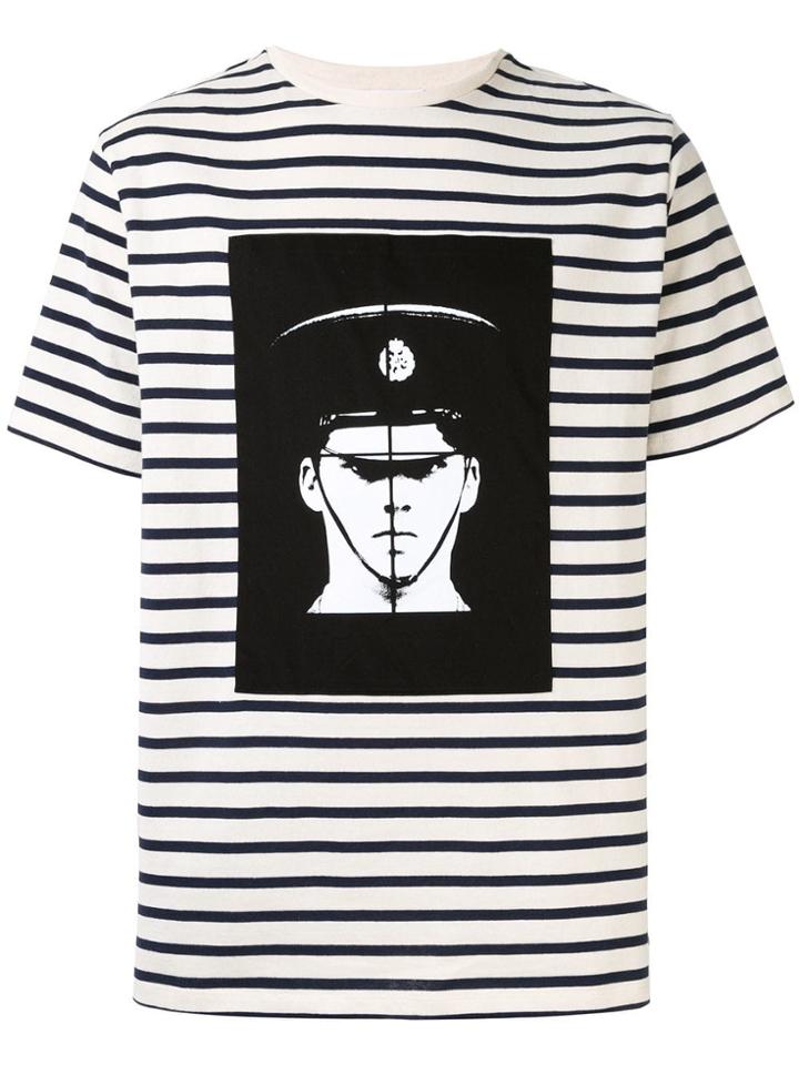 Jw Anderson Police Print Stripes T-shirt - White