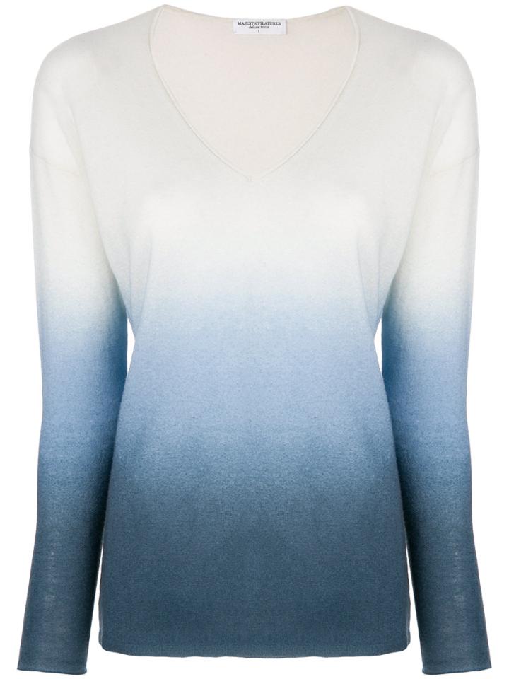 Majestic Filatures Ombre Knitted V-neck Top - Nude & Neutrals