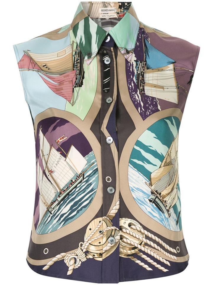 Hermès Vintage Sleeveless Printed Shirt - Multicolour