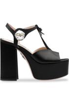 Miu Miu Satin Platform Sandals - Black