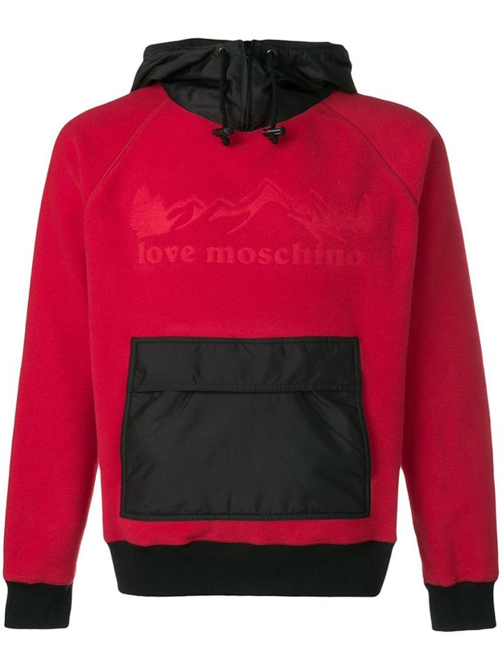 Love Moschino Logo Embossed Hoodie - Red