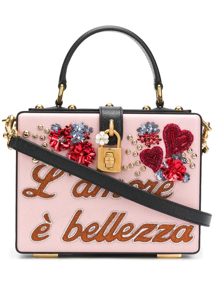 Dolce & Gabbana Embellished Dolce Box Bag - Pink & Purple