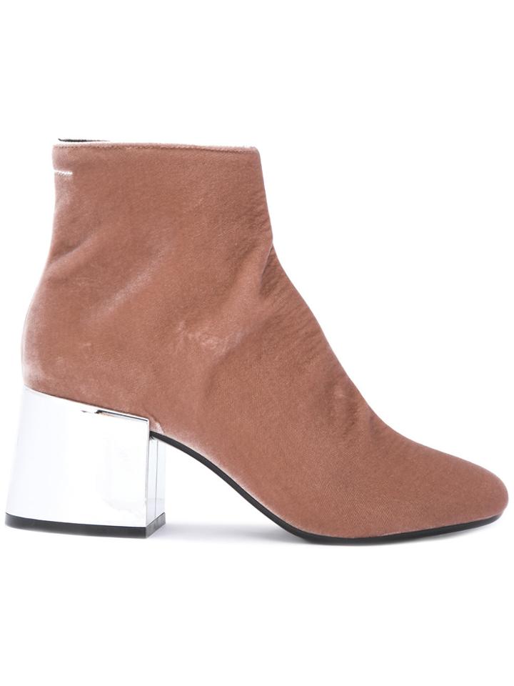 Mm6 Maison Margiela Mirrored Heeled Boots - Pink & Purple