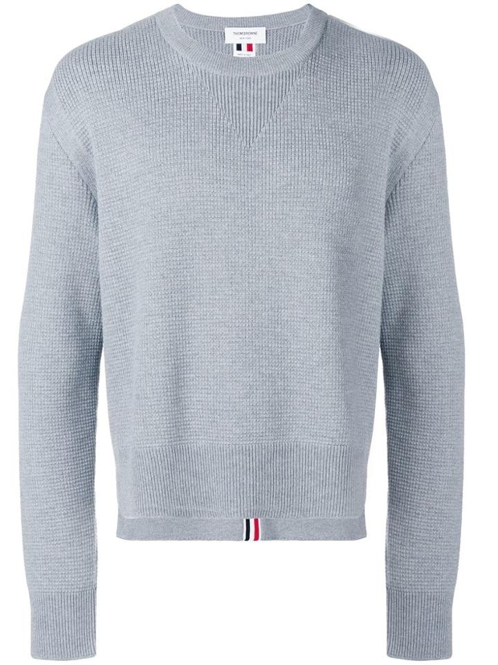 Thom Browne Center-back Intarsia Boxy Pullover - Grey