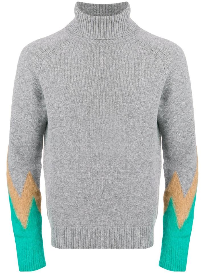 Paura Colour Block Detail Sweater - Grey