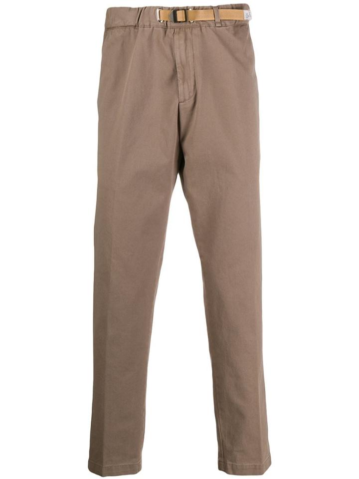 White Sand Contrast Belt Straight Trousers - Green