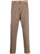 White Sand Contrast Belt Straight Trousers - Green