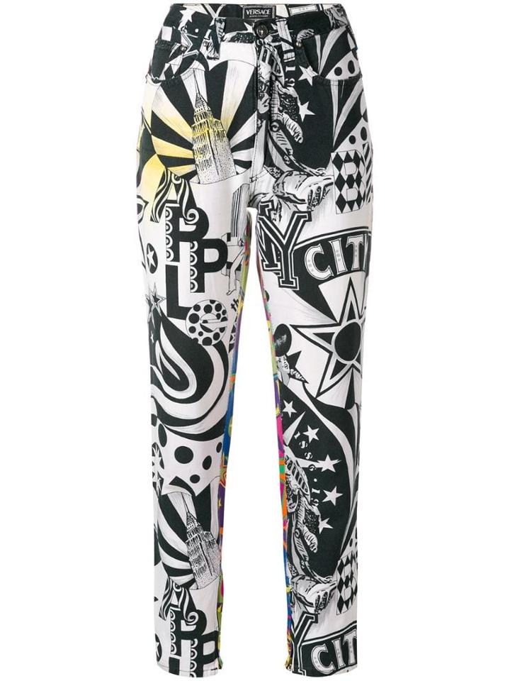 Versace Pre-owned New York Printed Trousers - Multicolour