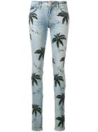 Philipp Plein Palm Tree Print Skinny Jeans - Blue