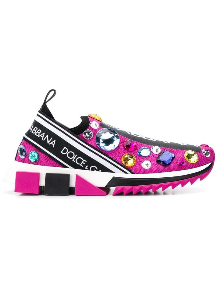 Dolce & Gabbana Crystal-embellished Sneakers - Pink