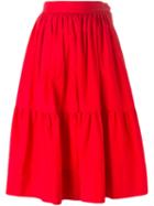 Yves Saint Laurent Vintage Midi Peasant Skirt, Women's, Size: 36, Red