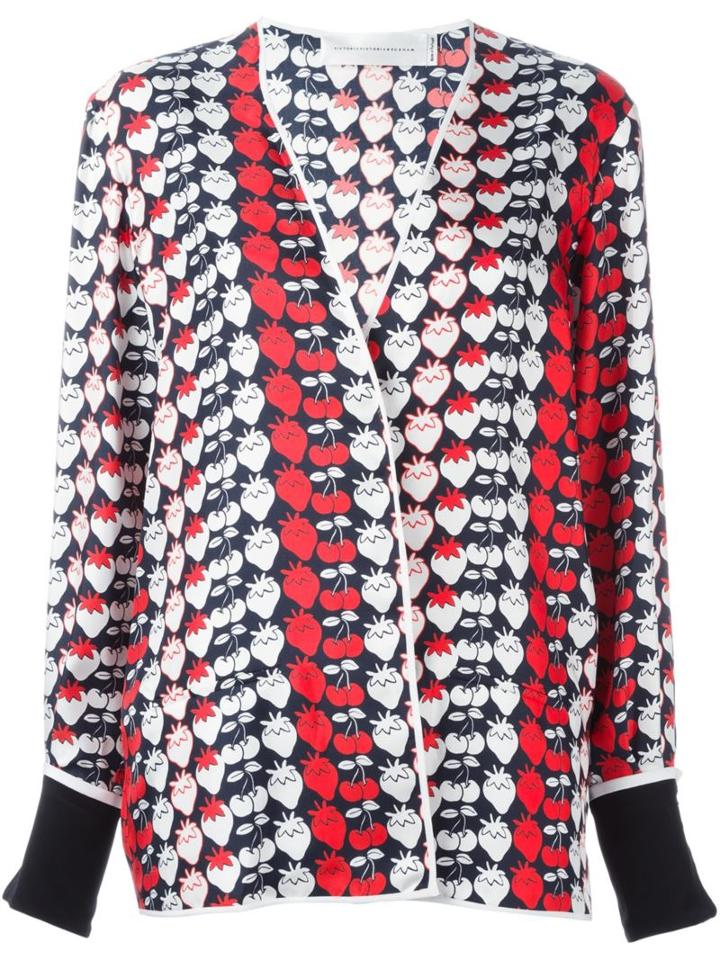 Victoria Victoria Beckham Strawberry Print Pyjama Jacket, Women's, Size: 10, Silk