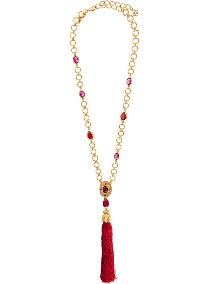 Oscar De La Renta Tassel Pendant Necklace - Red