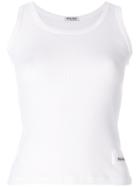 Miu Miu Logo Plaque Ribbed Vest Top - White