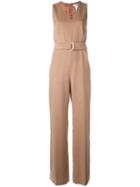 Max Mara 'loriana' Belted Jumpsuit, Women's, Size: 40, Nude/neutrals, Cupro/camel Hair