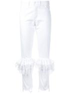 Preen By Thornton Bregazzi - Lace Ruffled Skinny Trousers - Women - Cotton - L, White, Cotton