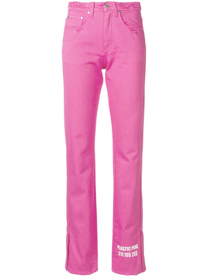Msgm Distressed Straight Jeans - Pink & Purple