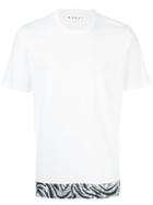 Marni Printed Hem T-shirt, Men's, Size: 52, White, Cotton