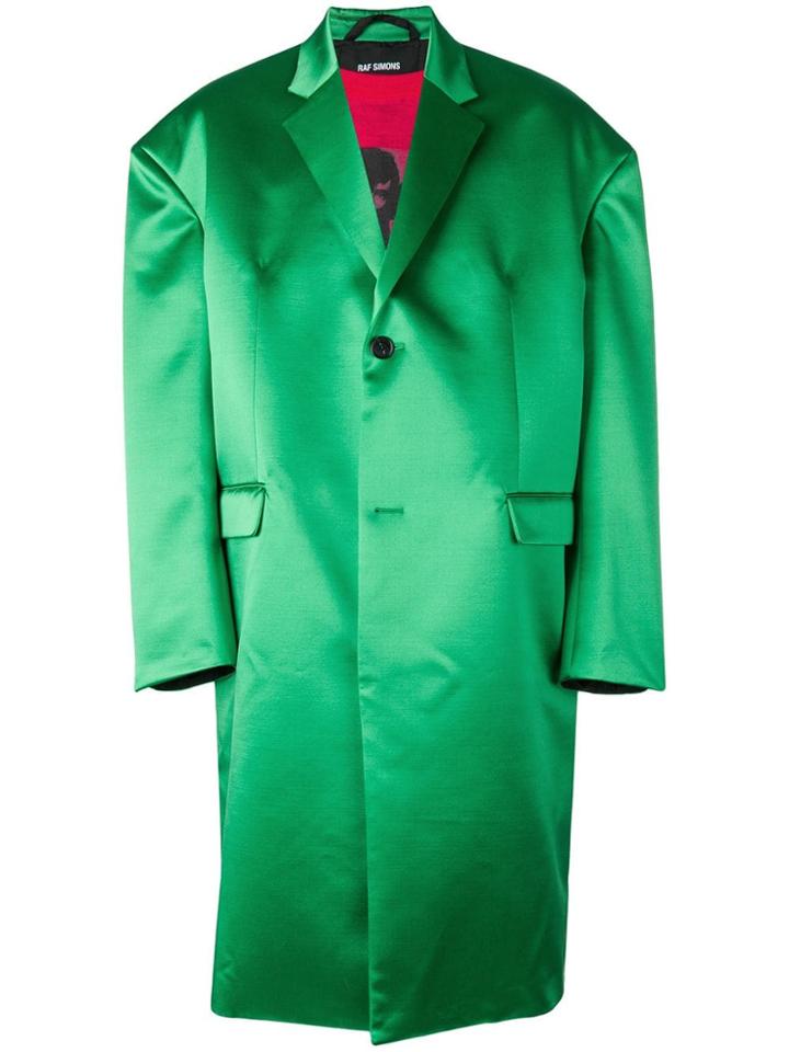 Raf Simons Satin Oversized Coat - Green