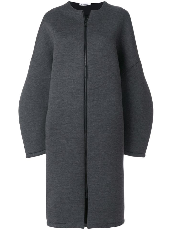 Jil Sander Oversized Drop Shoulder Coat - Grey