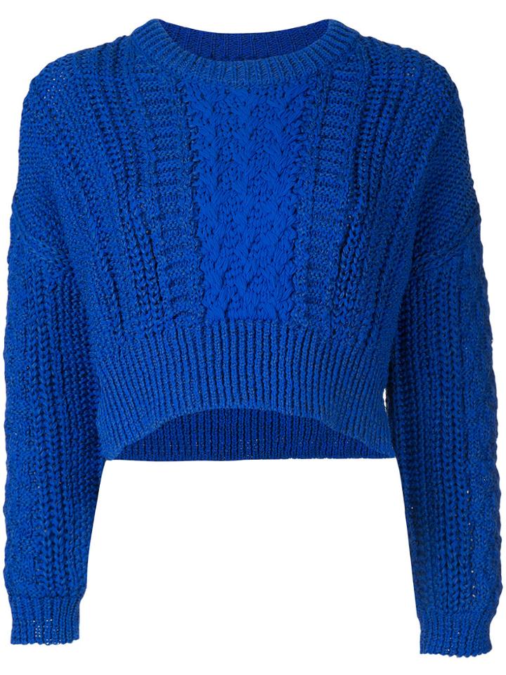 Coohem Stretch Cable Knit Jumper - Blue