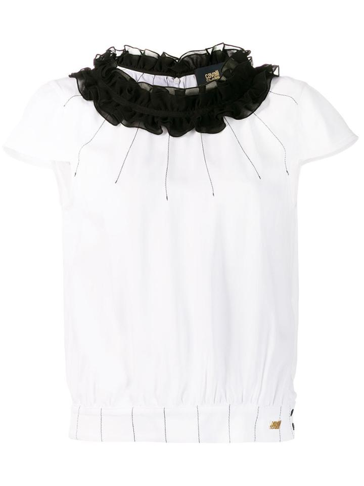Cavalli Class Ruffled Neck Blouse - White