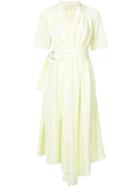 Adam Lippes V-neck Asymmetric Belted Midi Dress - Yellow