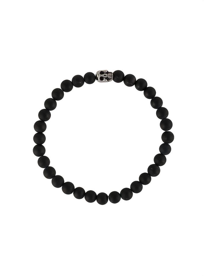 Nialaya Jewelry Skull Bead Bracelet - Black