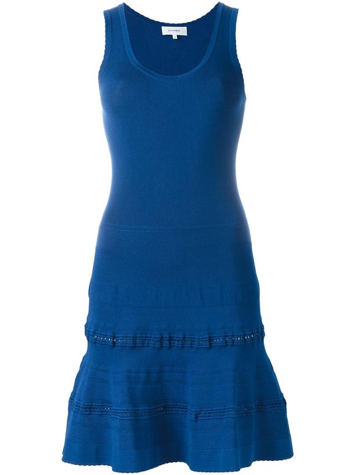 Carven Fit And Flare Dress, Women's, Size: Medium, Blue, Viscose/nylon/spandex/elastane