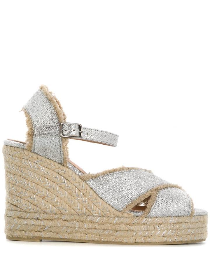 Castañer Bromelia 100 Wedge Espadrilles - Silver