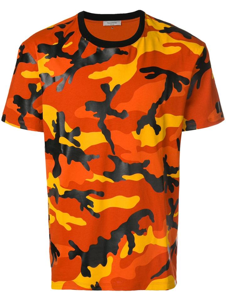 Valentino Camouflage Print T-shirt - Yellow & Orange