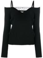Dondup - Off Shoulder Knitted Top - Women - Cashmere/merino - S, Black, Cashmere/merino