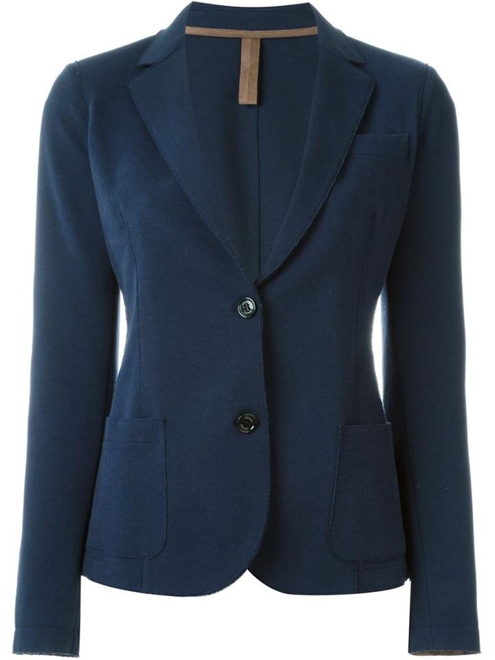 Eleventy Two Button Blazer, Women's, Size: 48, Blue, Cotton/nylon/spandex/elastane