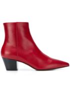 L'autre Chose Block Heel Ankle Boots - Red