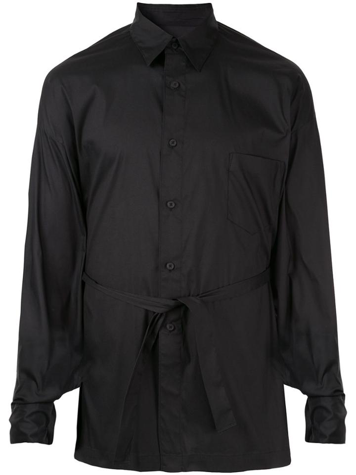 Fumito Ganryu Tie-waist Fitted Shirt - Black
