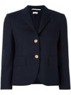 Thom Browne Cropped Sleeve Blazer, Women's, Size: 42, Blue, Silk/wool