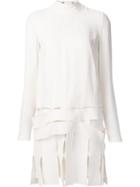 Proenza Schouler Longsleeved Banded Dress, Women's, Size: 6, Nude/neutrals, Silk/acetate/viscose