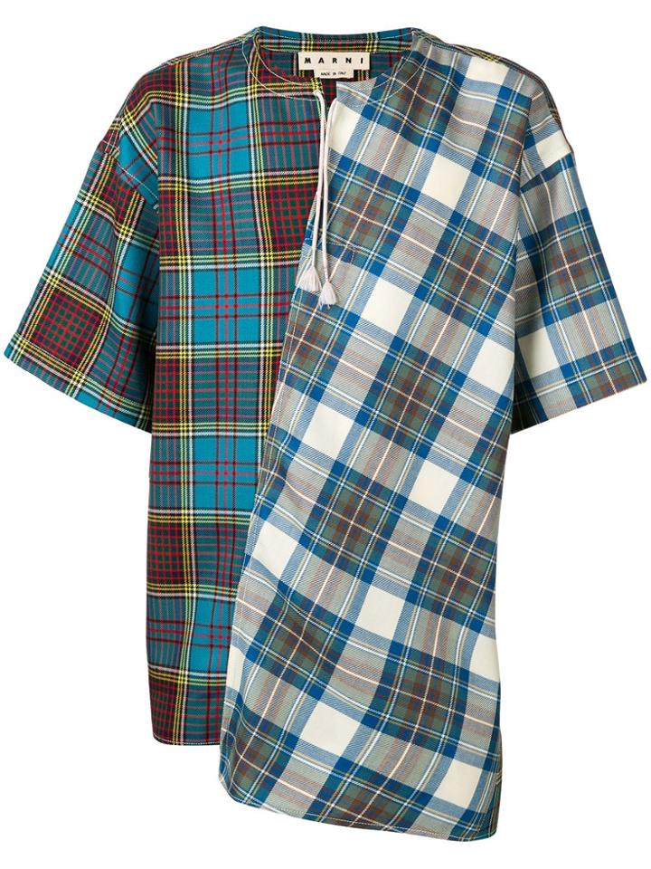 Marni Contrast Plaid T-shirt - Blue