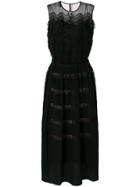 Rochas Ruffle Lace Panel Dress - Black