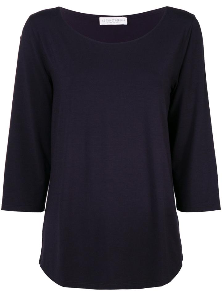 Le Tricot Perugia Round Neck Top - Blue