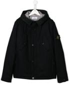 Stone Island Junior Teen Zip Hooded Jacket - Black