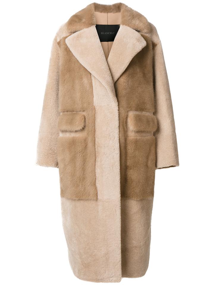 Blancha Two-tone Coat - Nude & Neutrals