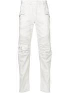 Balmain Distressed Biker Jeans - White