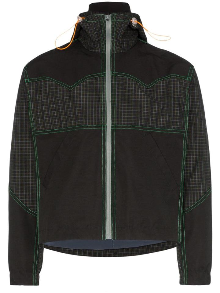 Boramy Viguier Check Panel Contrast Stitch Boxy Fit Hooded Jacket -
