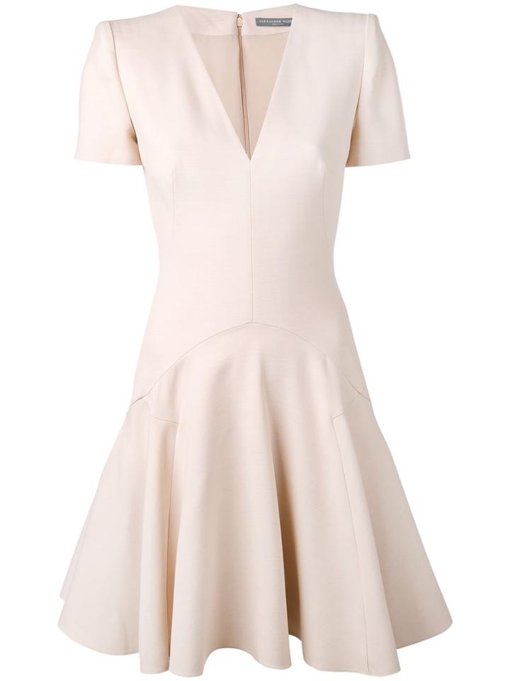 Alexander Mcqueen - Pleated Dress - Women - Silk/polyamide/wool - 40, Pink/purple, Silk/polyamide/wool