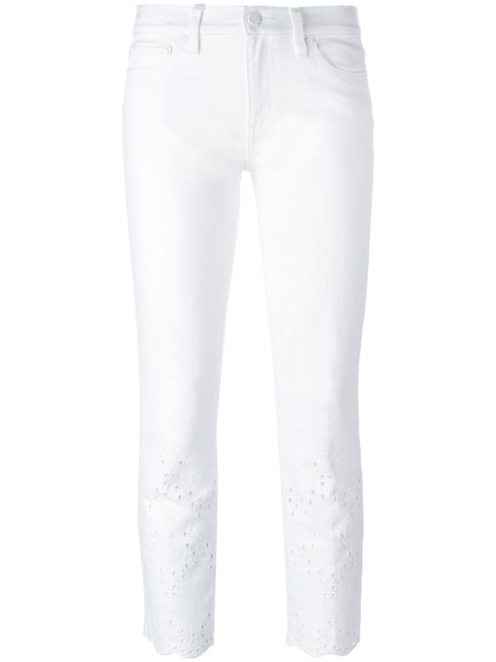 Tory Burch Embroidered Cropped Trousers - White