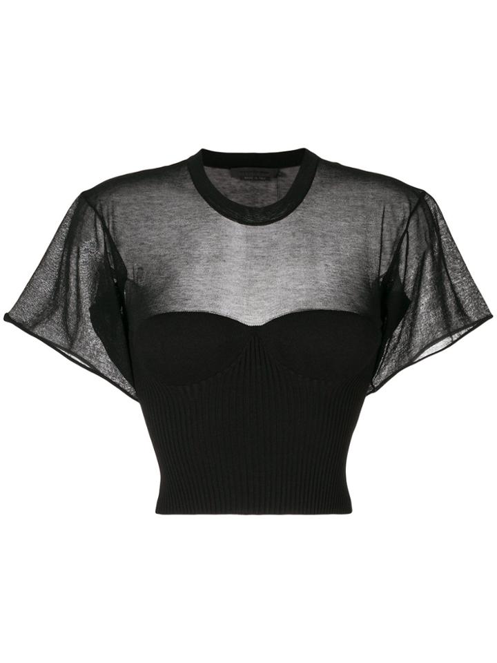 Alexander Wang Mesh Panel Cropped T-shirt - Black