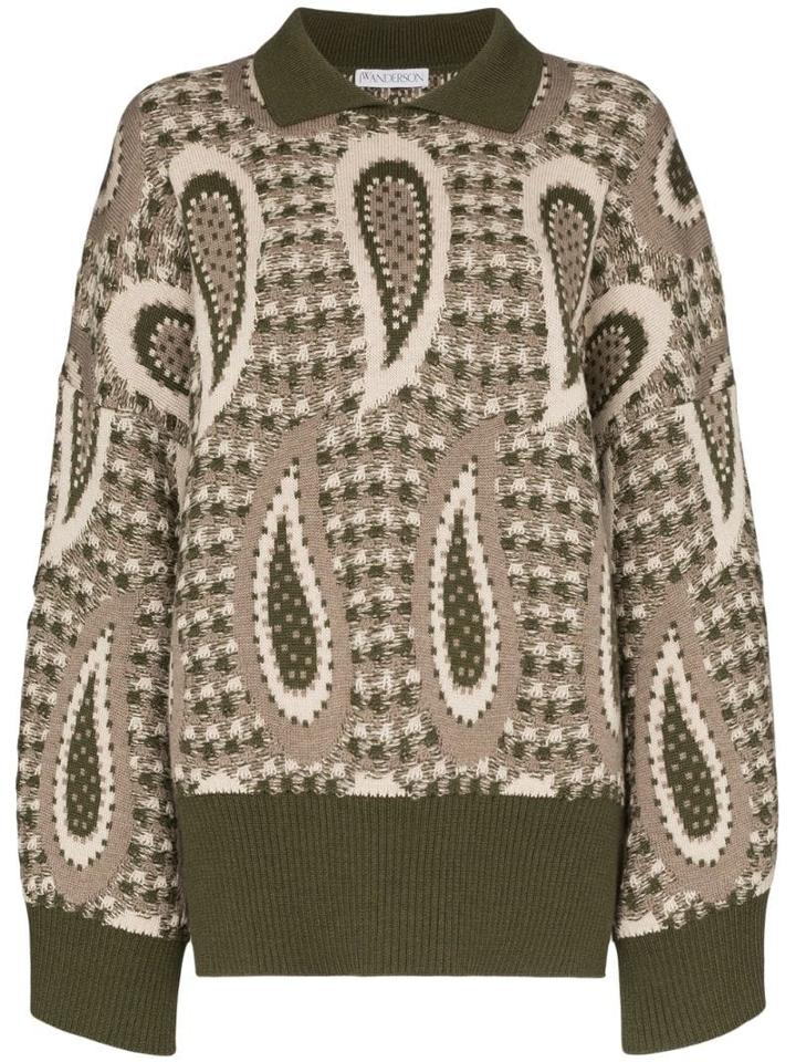 Jw Anderson Paisley Wool Jumper - Green