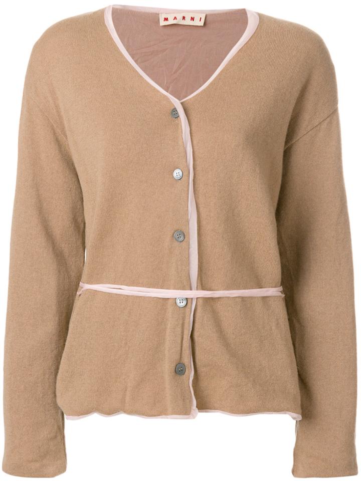 Marni Contrasting Hem Cardigan - Brown