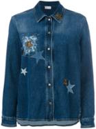 Red Valentino - Star-embellished Denim Jacket - Women - Cotton/spandex/elastane - 38, Blue, Cotton/spandex/elastane